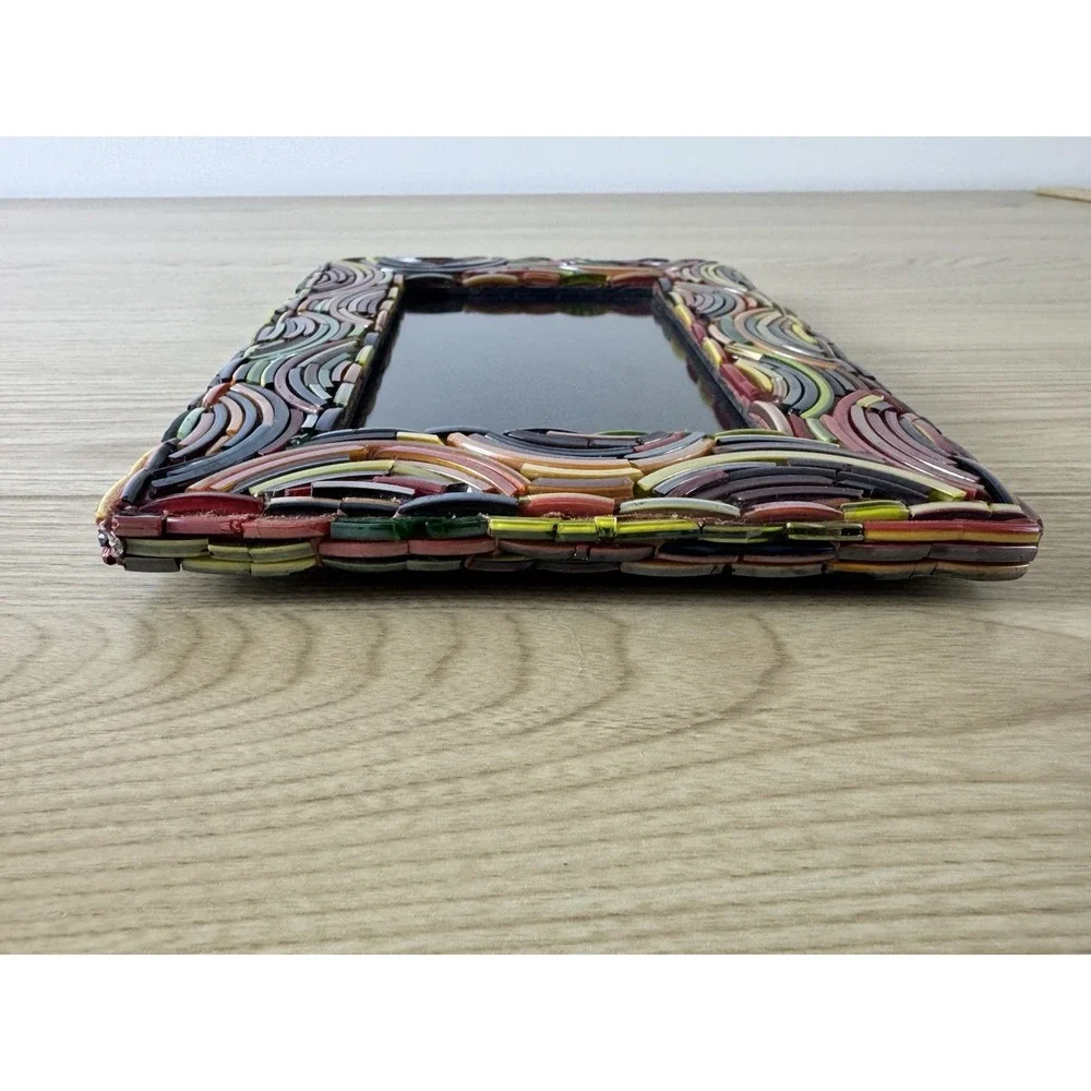 Two's Company Glass Mosaic 4x6 Picture Frame Multicolor Handmade India Boho